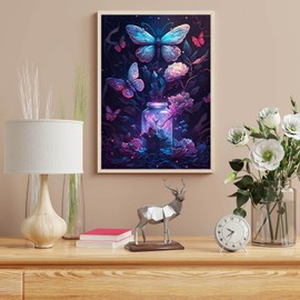 Ksxistiyt Butterfly Diamond Art Painting Kits for Adults - Full Drill Diamond Dots Paintings for Beginners, Round 5D Paint with Diamonds Pictures Gem Art Painting Kits DIY Crafts Kits 12x16inch