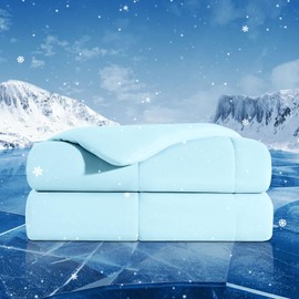 Mr. Ye Cooling Blanket Cooling Comforter Double Side Cooling Soft Lightweight Silk Smooth Blankets for Hot Sleepers and Night Sweats Summer Blankets for Bed Sofa Couch, Aqua Blue, 50x70 Inches