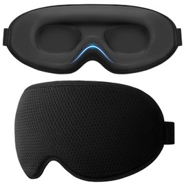 Gritin 100% Blackout Sleep Eye Mask for Sleeping-Ultra Soft Comfortable Zero Eye Pressure Eye Masks for Side Sleepers with Adjustable Strap, 3D Ergonomic Design Blindfold for Travel Essentials/Nap