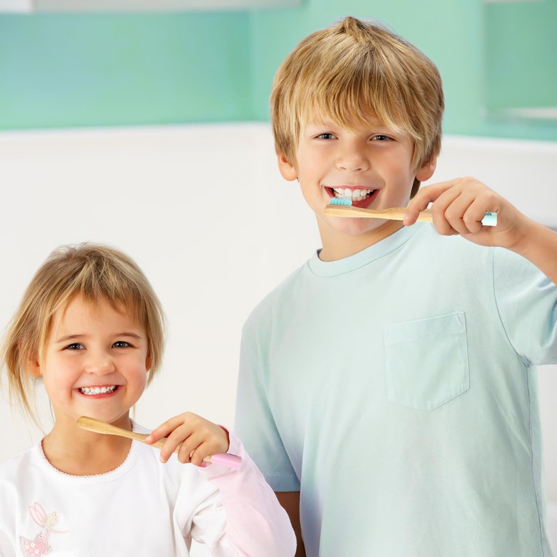 Isshah Kids Bamboo Toothbrushes Biodegradable Handle BPA Free Eco Friendly
