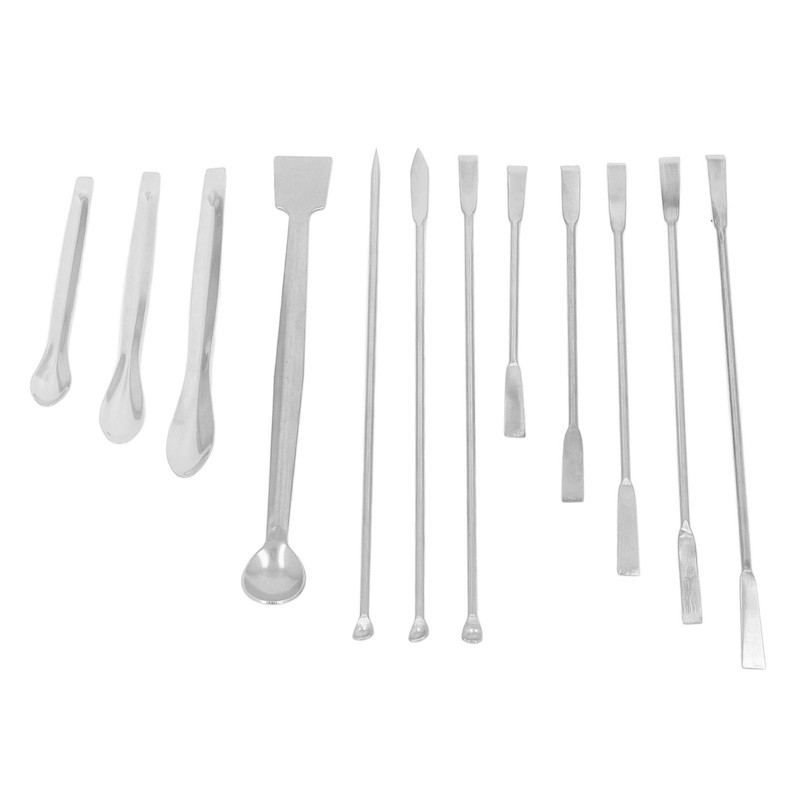 12Pcs Laboratory Spatula Stainless Steel Reagent Scoop Spoon Tool Set