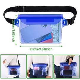BSITSSS 4 PCS Waterproof Pouch Bag, Universal Waterproof Waist Bag with Adjustable Waist Strap Transparent Screen Touchable Dry Bag Phone Waterproof Pouch for Beach, Swimming, Boating, Hiking