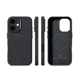 AKANTRA Italy Alcantara Case for iPhone17 Series,Handmade Fully-Wrapped Synthetic Suede Cover, Compatible with Mag-Safe Wireless Charging (Black, iPhone17 Pro Max)