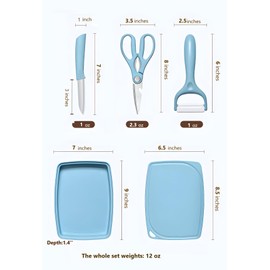 ZeQi 5-in-1 Cutting Board, Knife, Peeler, Scissors and Tray Set/Travel, Camping, Outdoor, Dorms, Small Cutting Boards, BPA Free, Dishwasher Safe, Kitchen Utensils, Gift