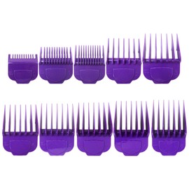Vicue Performance Magnetic Clipper Guards Guide Comb 10pcs/Set Fit for Andis Master Hair Trimmer, 1/16”- 1”, Purple