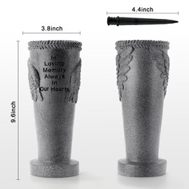 Cemetery Grave Flower Vase, Cemetery Decorations for Grave, Angel Vases with Spikes, Grave Markers Decor for Cemetery for Humans or Pet, Garden Memorial Gifts for Loved One (Cone)