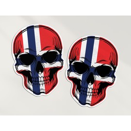 2 x 10cm Norway Skull Stickers - Norwegian Europe Flag Travel Holiday Pirate Funny Kids Girls Boys Men Women Scrapbook Sticker #82060
