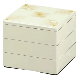 J-kitchens Made in Japan, Heavy Box, 3 Tiers, 5.0 Size, Color, White Matsuba Checkerboard, 5.9 x 5.9 x 5.2 inches (15.1 x 15.1 x 13.3 cm)