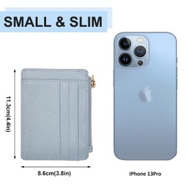 Womens Slim Credit Card Holder Mini Front Pocket Wallet Coin Purse Keychain Card Fashion Wallet(LicheeLBlueNew)