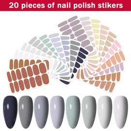 YEIRALA 20 Sheets 280 Pcs Faint Colors Solid Nail Polish Srips for Women Girls Gel Nail Wraps Mutiple Light Color Nail Strip Solid Stick On Nails Polish wraps for Nails Designs Fingernail Stickers