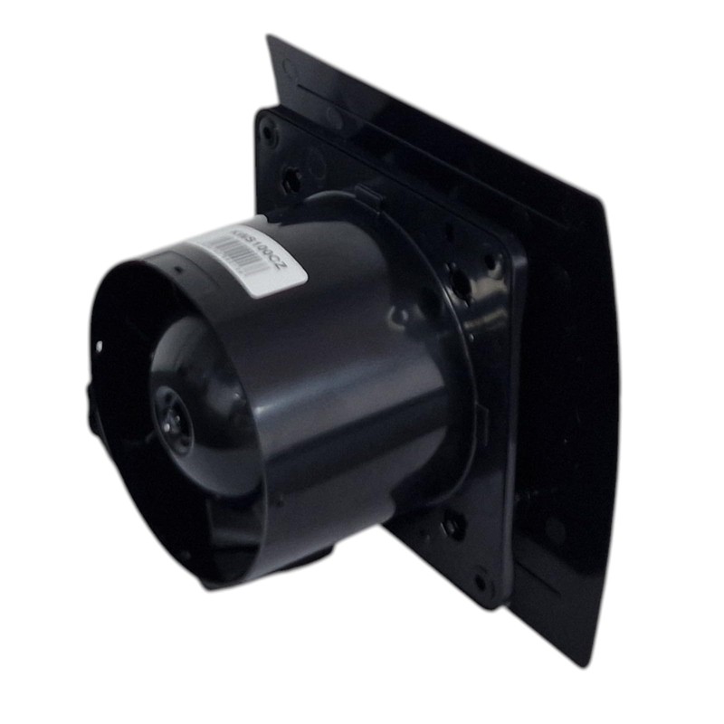 Modern Black Bathroom Extractor Fan, 100mm, 75m³/h Flow Rate, 26dB,