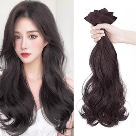 HAPVITAL One-Touch Hair Extension, 3-Piece Set, Curly, Neck Wig, Half Wig, Curled, Hair Extension, Airy Feel, Slimming Effect, Women, Natural Parting, Thinning Hair Concealer, Natural, Stealth