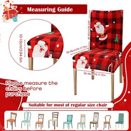 Christmas Chair Covers Set Stretch Printed Chair Protectors Covers Washable Stretch Chair Covers Red and Black Buffalo Plaid Christmas Party Decorations Removable Dining Chair Slipcovers (4 Pieces)
