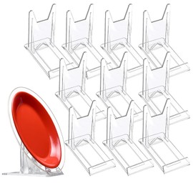 GOIEHIR Pack of 10 Acrylic Plate Stands, Adjustable Plastic Decorative Plate Holder, Transparent Display Stand, for Photo Displays, Plates, Place Cards, Cookbooks