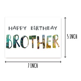 EruditeGifts Happy Birthday Brother Card, 5 x 7 Inches, Printed on Smooth Heavy Cardstock, Blank Inside for Personal Message, Includes Extra Thick Envelope