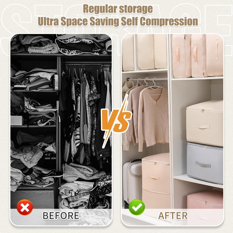 Large Ultra Space Saving Self Compression Organizer, 2024 New Portable