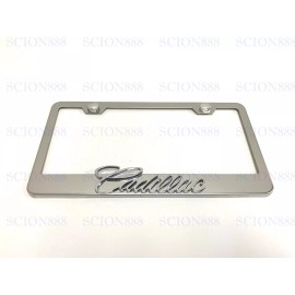 License Plate Frame 1pc 3D CadillacEmblem Badge Stainless Steel Chromed Metal License Plate Frame *L