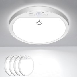 slochi 4Pack Motion Sensor Light Indoor Wired, 8.7 Inch 3000K/4000K/6500K Closet Lights Motion Sensored, 18W 1800LM Flush Mount Ceiling Light for Hallway Pantry Stairwell Porch, White