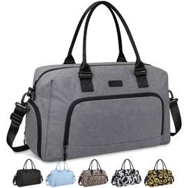 Weekender Bags for Women, LEBFEO Gym Bag for Women with Shoes Compartment, Personal Item Travel Bag, Carry on Overnight Travel Duffel Bag, Hospital Bags for Labor and Delivery, grey