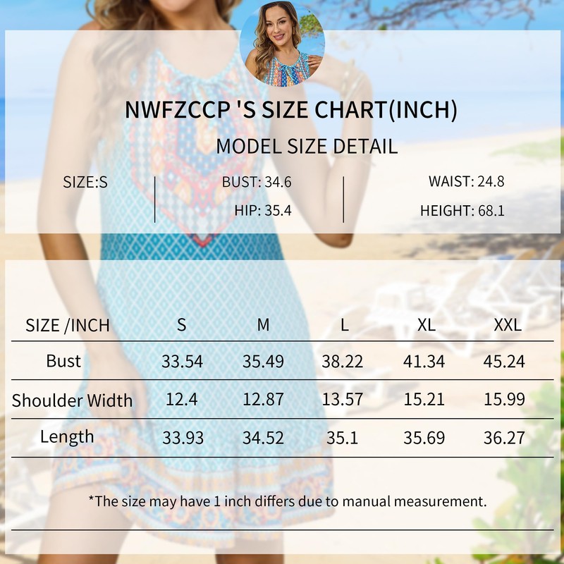 NWFZCCP Casual Summer Dress for Women: Sundress with Pockets, Sleeveless