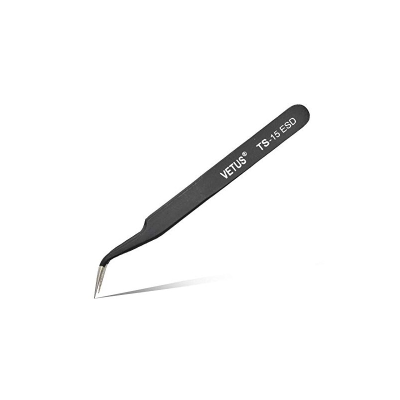 Vetus TS-15 ESD Precision Tweezers Anti Static Curved Tweezers for