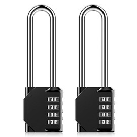 AIHYTU 3.2 Inch Ultra Long Shackle Resettable Combination Padlock, 4 Digit Set Your Own Combination Combo Lock Outdoor for School Gym Employee Locker Lock, Hasp Storage, Fence Gate, Toolbox - 2 Pack