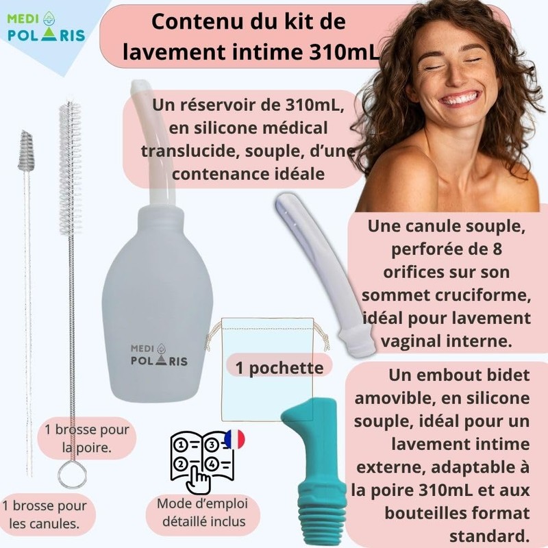 Intim-Einlauf-Set 310 ml + tragbares Bidet, Multi-Halterung, ideal für die
