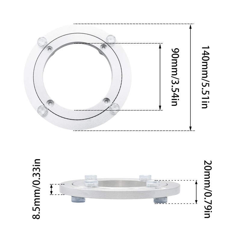 Adyoney 2Pcs 140mm / 5.51" Aluminum Alloy Lazy Susan Turntable