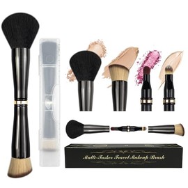 Juego de brochas de maquillaje 4 en 1, todo en uno, para polvo/rubor, base, mezcla y sombra de ojos, compacto y esencial de viaje