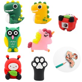 6 Pack Cute Animal Pencil Sharpeners, Kids Pencil Sharpener, Kawaii Cartoon School Supplies, Mini Sharpeners for Students Teachers Office - Party Back to School Gifts (Novelty Desk Accessories)