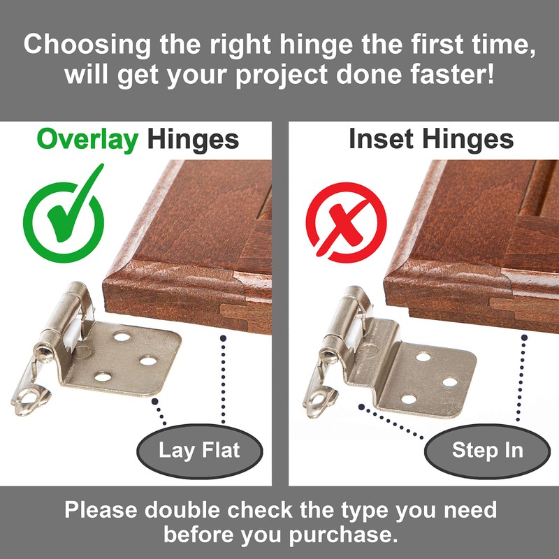 DecoBasics Cabinet Hinges Brushed Nickel for Kitchen Cabinets Doors (2