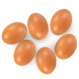 YunKo 6PCS Wooden Eggs Fake Egg Chicken Coop Accessories Easter Eggs for Craft Nest Egg Brown for Laying Chickens