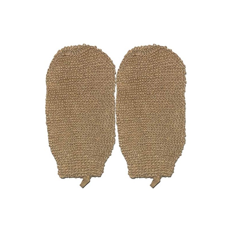 2 Pack 100% Natural Exfoliating Hemp Glove Mitt Mitten -