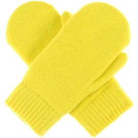 Be Your Own Style BYOS Unisex Winter Toasty Warm Plush Fleece Lined Knit Mittens in Solid Neon