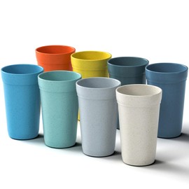 Homestockplus 【Set of 8】 20 Oz Tumbler Cups,Unbreakable Drinking Cups Microwave and Dishwasher Safe BPA Free E-Co Friendly Reusable Cup For Smoothies,Water