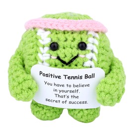 Positive Tennis Ball, Cute Knitted Crochet Tennis Emotional Plush Positive Support Doll Toys Desktop Party Decorations and Inspirational Gifts for Sports Lovers(Pink)