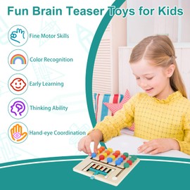 Montessori Wooden Toy from 3 Years, Children's Toy from 4 5 6 7 8 9 Years, Children's Toy Educational Games Thinking Sports Logic Game Board, Colour Matching Travel Games for Boys and Girls, Birthday
