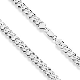 Miabella Italian Solid 925 Sterling Silver 9mm Diamond-Cut Cuban Link Curb Chain Necklace For Men, Made in Italy (Length 30 Inches)