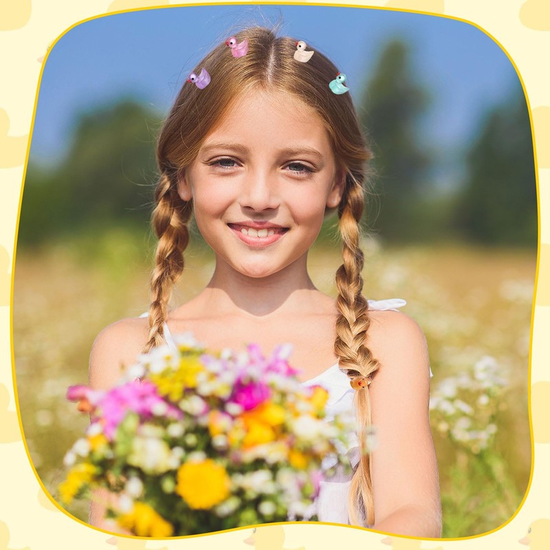 Velvoria 30 Pieces Mini Hair Clips with Duck Motif, Bright