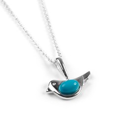 HENRYKA Turquoise and Sterling Silver Minimal Bird Necklace, Tiny Bird Jewellery, Bird Lover Gift, Robin Necklace