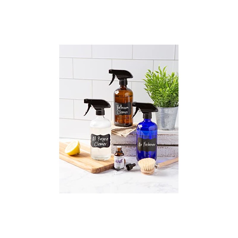 DII Chalkboard Label Refillable Glass Spray Bottle Set, 16 oz,