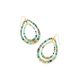 Kendra Scott Bree Open Frame Earrings Gold Blue Mix One Size