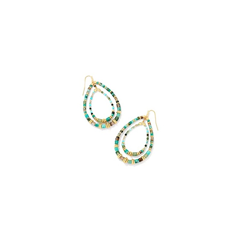 Kendra Scott Bree Open Frame Earrings Gold Blue Mix One