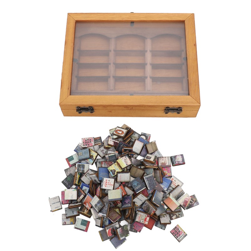 Miniature Wooden Bookshelf Anxiety Relief Multi Books Display Case Cabinet
