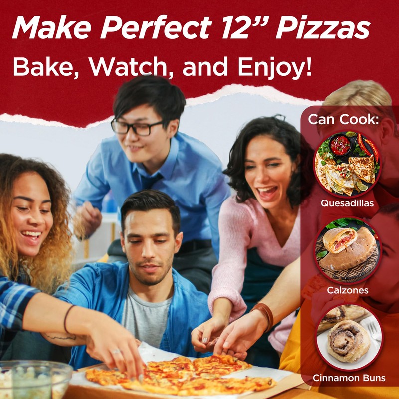 CULINARY CHEF Electric Pizza Oven with Ceramic Stone, Viewing Window,