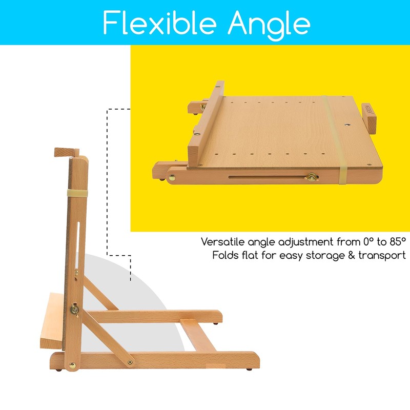 MEEDEN Large Drawing Board Easel, Solid Beech Wooden Tabletop H-Frame