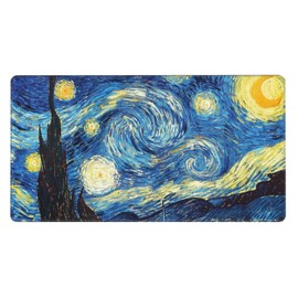 MTG Playmat TCG Playmat Board Game Card Game Trading Card Game Play mat Desk pad Original Hand-Painted Stitched Edges Smooth Surface Rubber Base Art Starry Night 23.5x13.7in