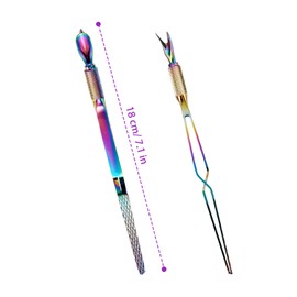Blulu 2 Pieces Nail Pinching Tool Cuticle Pusher Stainless Steel Nail Shaping Tweezers Multi Function Art Pincher Manicure