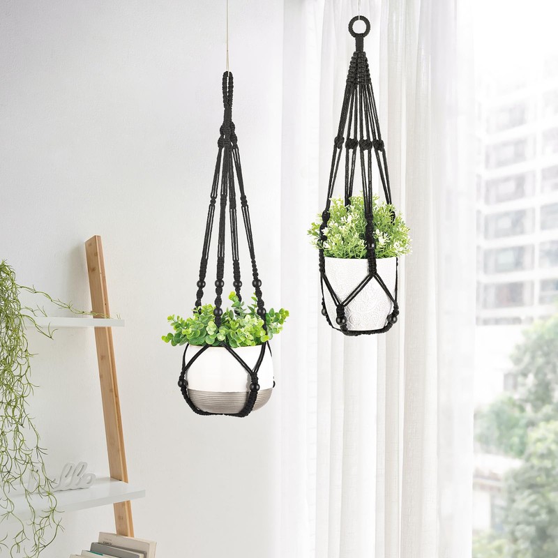 Mkono 3 Pack Macrame Plant Hangers Indoor Different Size Hanging