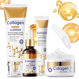 Set De Cuidado Facial Con Colágeno, Set Antiedad Para Reducir Arrugas, Minimizar Poros, Suavizar Líneas De Expresión E Hidratar. Kit De Viaje De 4 Pie